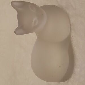 Vintage Frosted 1993 Lenox Glass Laying Cat